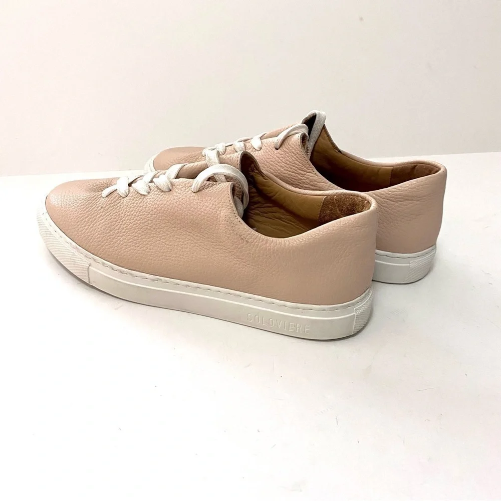 Soloviere Pebbled Leather Low Top Sneakers Shoes EU41 US 10.5 Italy Lace-up